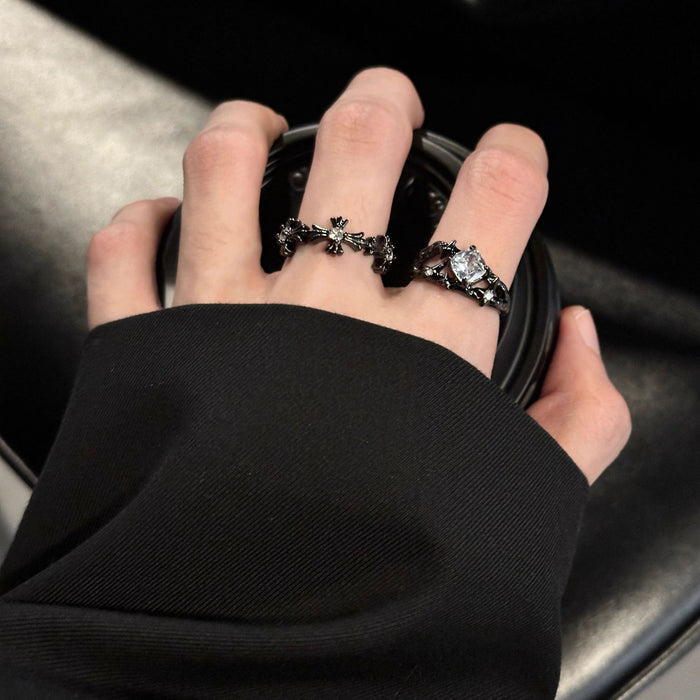 Wholesale Zircon ring with adjustable opening for niche high-end matching, light luxury and versatile new jewelry