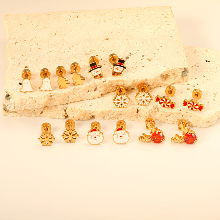 Wholesale Christmas Earrings Snowman  Snowflake Earrings Stainless Steel Jewelry
