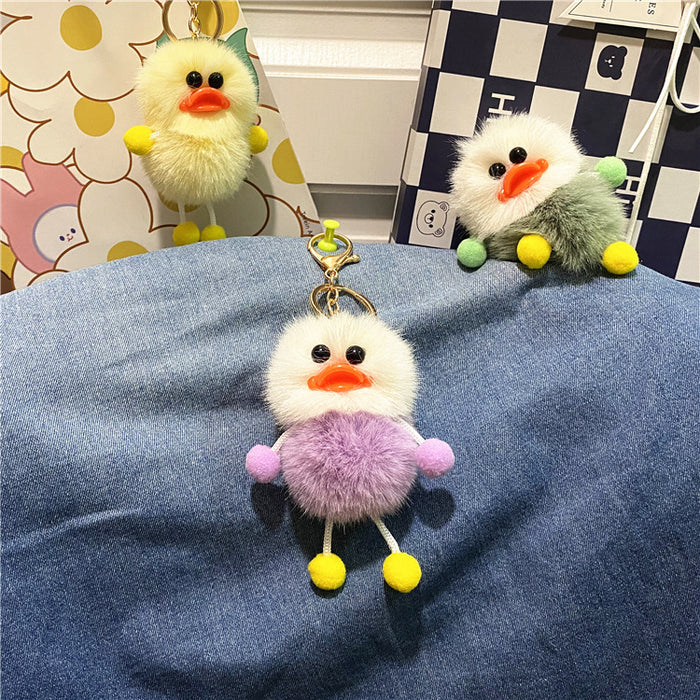 Wholesale Duck keychain cute plush student bag pendant cartoon elf car keychain accessories