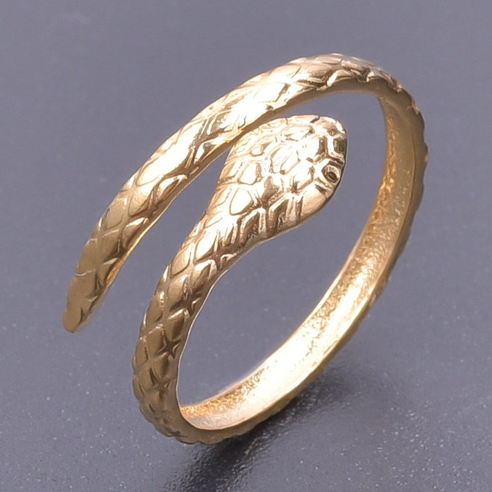 Wholesale Steel titanium gold ring with adjustable tail ring opening