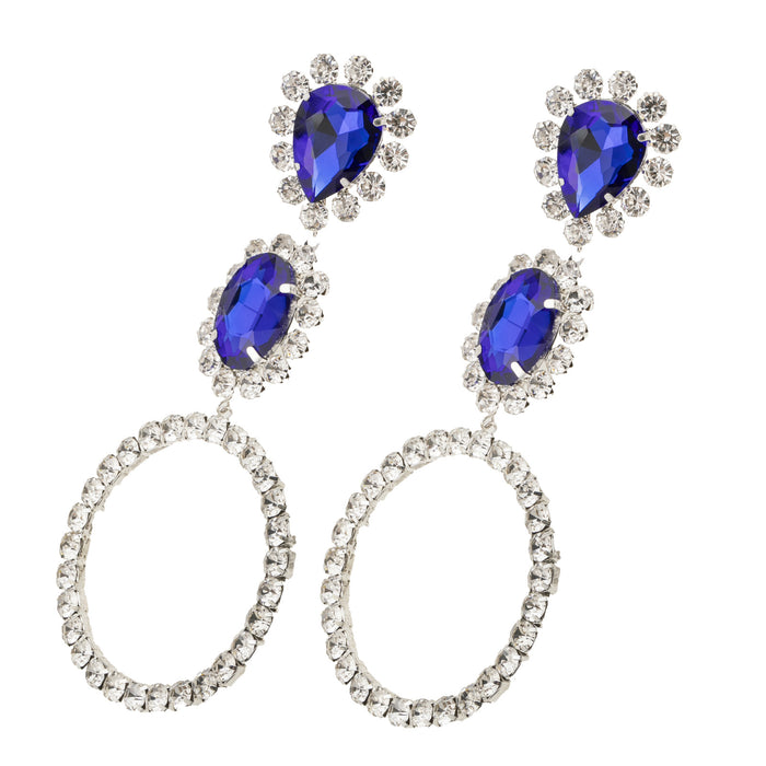 Wholesale Trendy exaggerated pendant, round long earrings, personalized diamond studded earrings wholesale