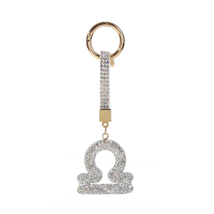 Wholesale Full Crystal Zodiac Keychain Diamond-Encrusted Car Key Chain,  Simple and Personalized Pendant