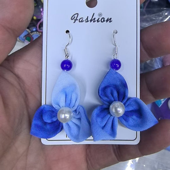 Wholesale Hand woven blue tie dye earrings