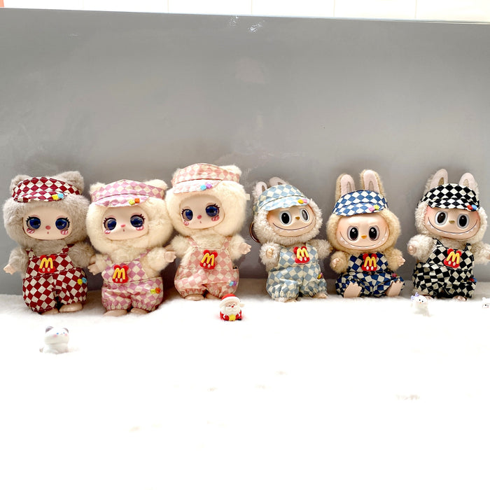 Wholesale Pendant Doll Clothes Checkboard Tennis Clothes suit Suspenders Skirt