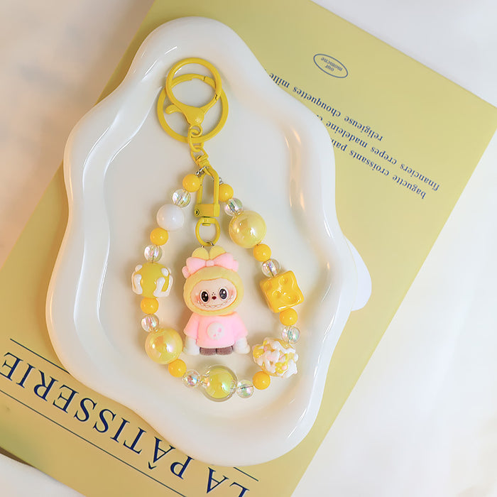 Wholesale Flocking Variable  Keychain Doll Pendant Cute Silicone Cute Blind Box Bag Bead Chain Pendant Accessories