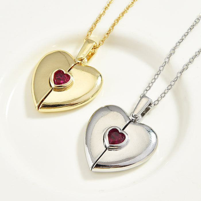 Wholesale Openable heart-shaped gemstone necklaces