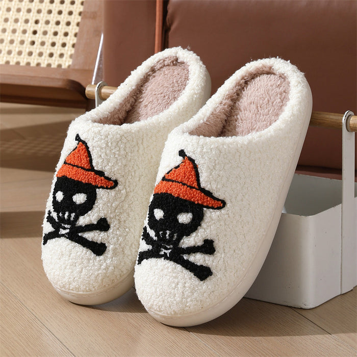 Wholesale  slippers for women  home non-slip home indoor warm cartoon skull cotton slippers