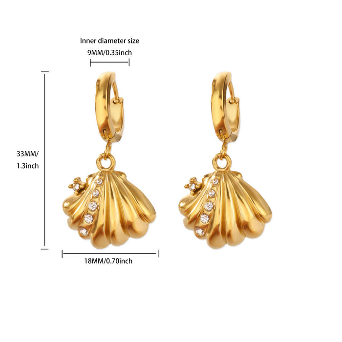 Wholesale Stainless Steel Ocean Series Shell Pearl Pendant Earrings Niche Jewelry