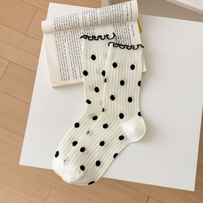 Wholesale Socks, polka dot versatile, mid tube socks, mesh stacking socks, cotton stacking socks, individually packaged
