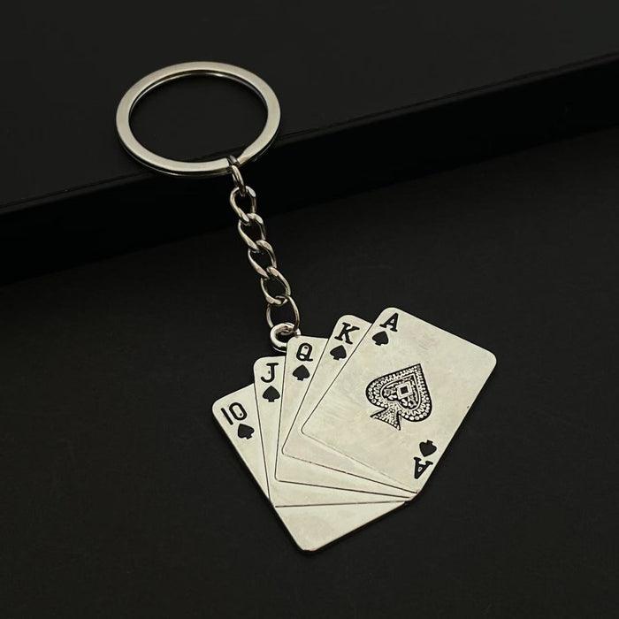 Wholesale playing cards flush key pendant key ring accessories creative small gifts