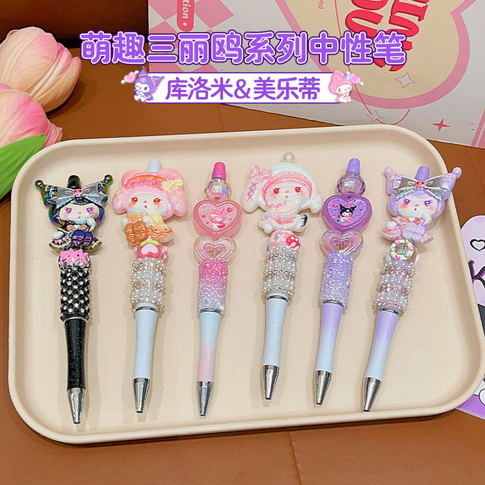Wholesale Crystal Flash Diamond Rotary Gel Pen Dream Student Beaded Pen Cartoon Signature Pen