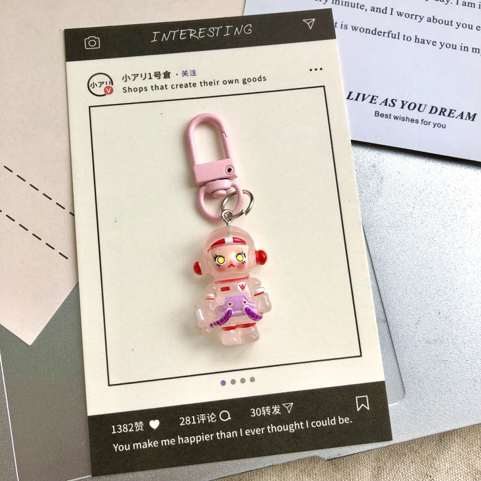 Wholesale Cute cartoon night light bubble astronaut keychain pendant accessory gift car hanging accessory