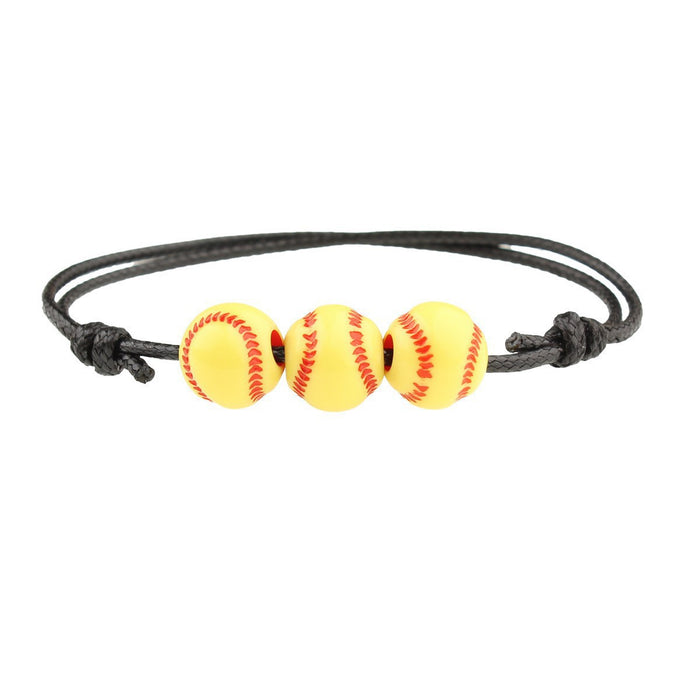 Wholesale Adjustable Elasticity Sports Bracelet, Football, Baseball Bracelet, Ball Beads, Handmade Rope