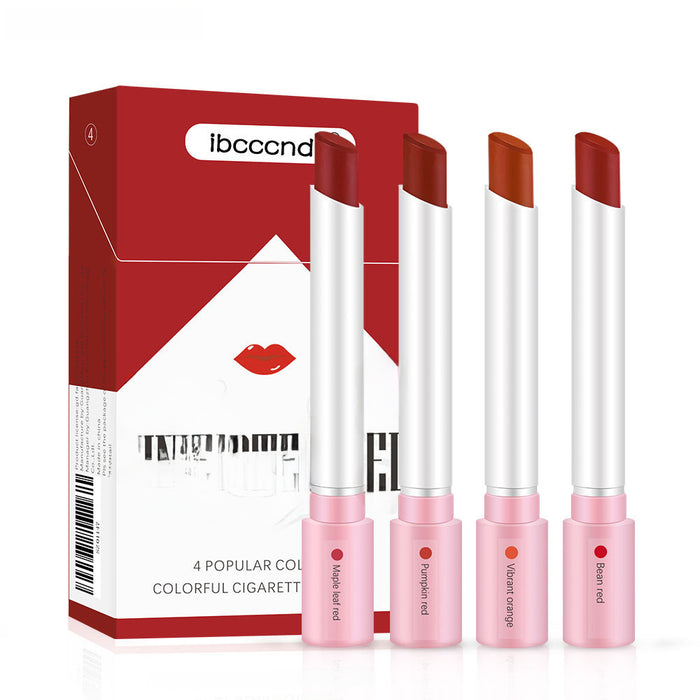 Wholesale Cigarette lipstick set with long-lasting matte finish and easy to fade, portable and creative 4-color cigarette lipstick