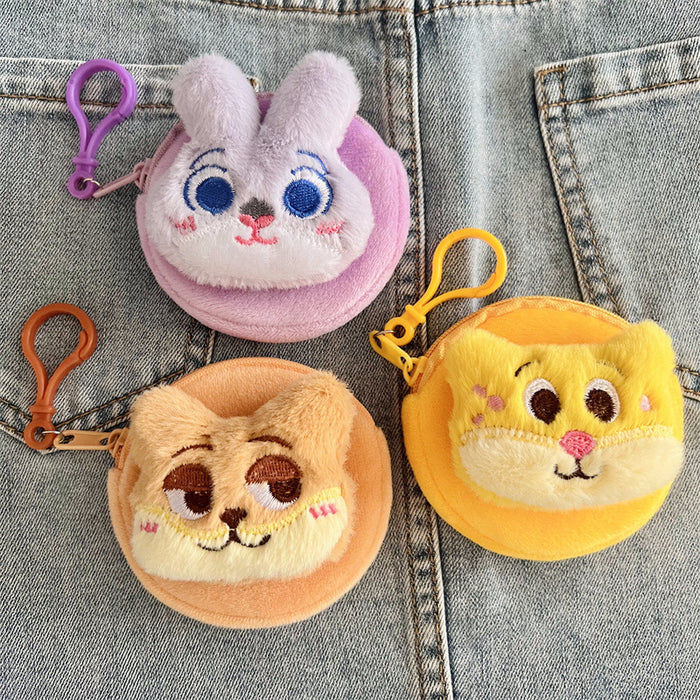 Wholesale Cute Cartoon Plush Portable Round Wallet