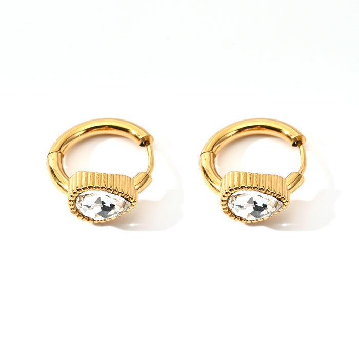 Wholesale Stainless steel heart-shaped earrings with niche temperament, fashionable personality, light luxury, heart studded diamond earrings wholesale