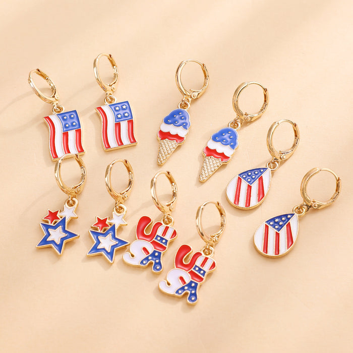 Wholesale National Flag Ice Cream Star Boots Cross Love Set Earrings Cross Border Accessories