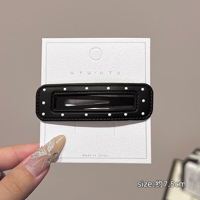 Wholesale Black and White Polka Dot Leather Snap Clips for Kids ( Spring/ Summer)