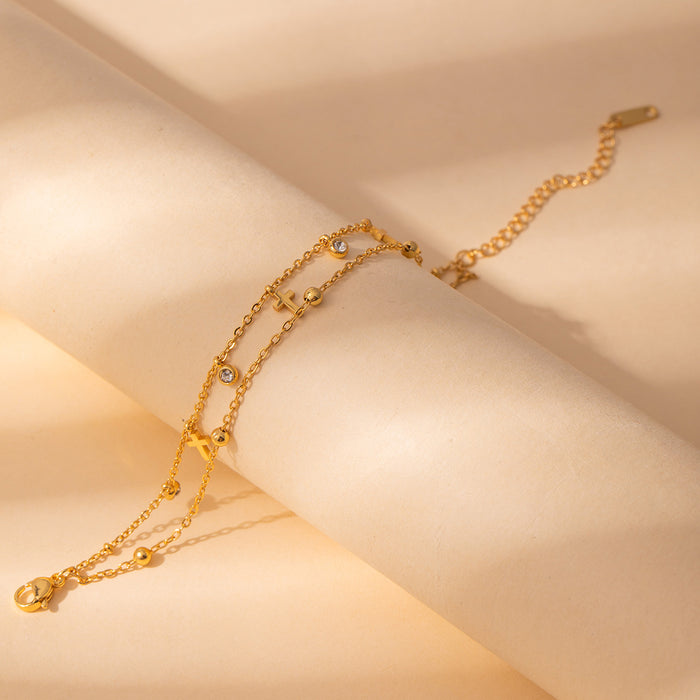 Wholesale Stainless steel fashion diamond bracelet flower geometric