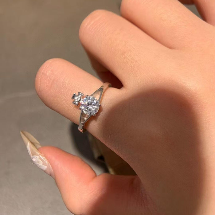 Wholesale Four-Prong Large Diamond Saturn Ring