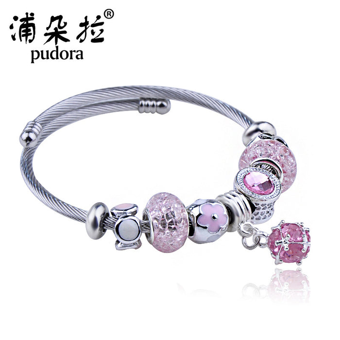 Wholesale New stainless steel bracelet, fashionable DIY bead bracelet, minimalist design