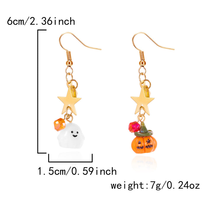 Wholesale  earrings for women creative personality five-pointed star asymmetric pumpkin ghost  party earrings