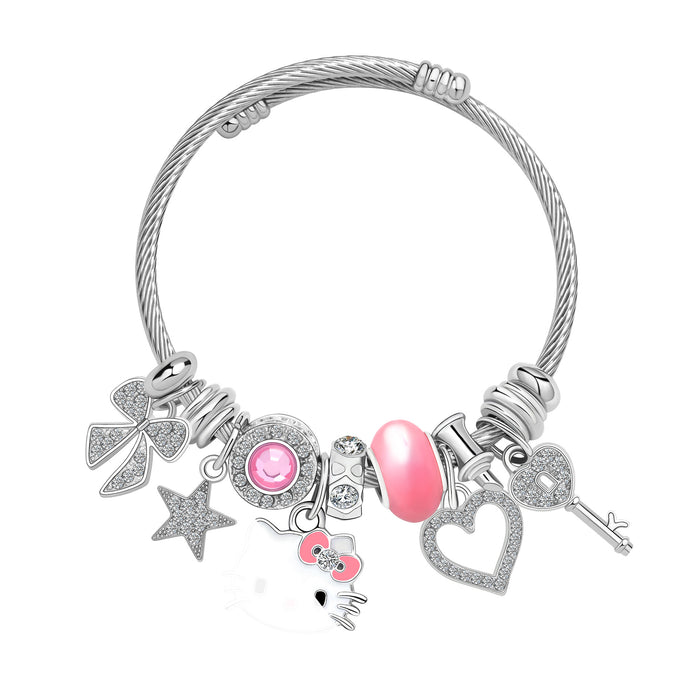 Wholesale Cartoon 3D Cat Beaded Bracelet