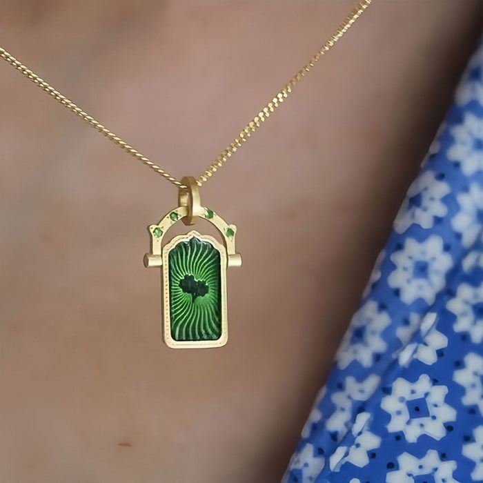 Wholesale Rotatable Tarot Card Heart Lucky Four-Leaf Clover Titanium Steel Necklace