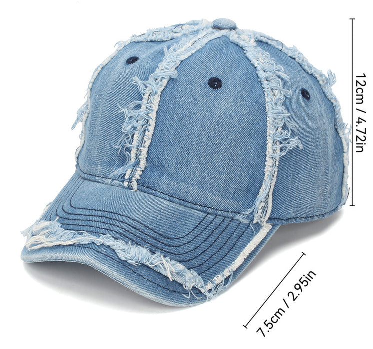 Wholesale Denim Distressed Frayed Baseball Cap Street Style Fashion Accessory Gift Boutique Resale