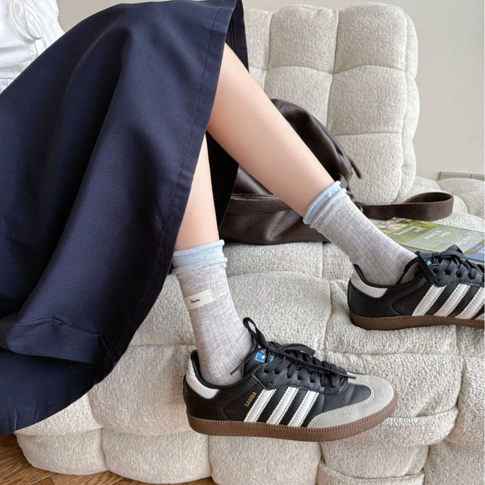 Wholesale Versatile vertical striped socks, thin, simple, versatile, rolled edge stacking socks