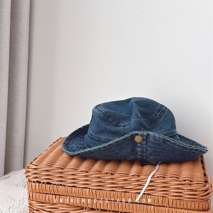 Wholesale Minimally designed children's cowboy fisherman hat, outdoor hiking hat, sun visor hat, large eave basin hat