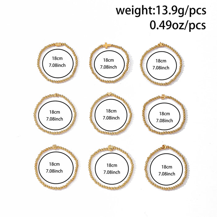 Wholesale Fashionable and minimalist bead string personalized cross flower gold bean bracelet