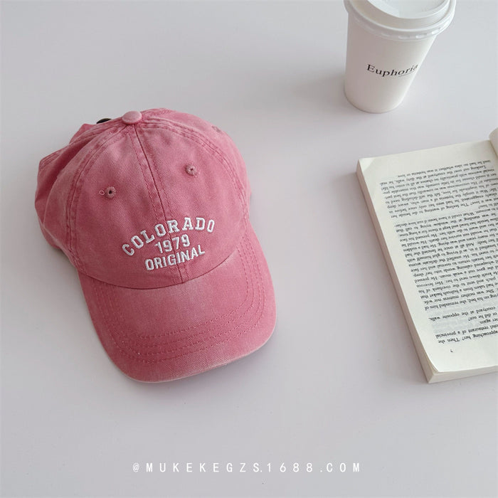 Wholesale Small niche vintage children's baseball cap, versatile and washed denim hat, sun shading duckbill cap