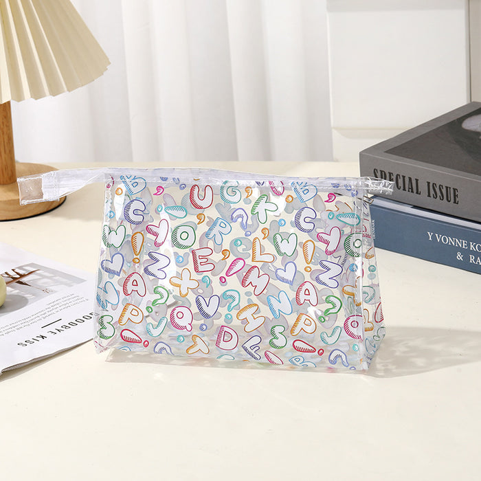 Wholesale Striped PVC Makeup Bag Portable Storage Large Capacity Travel Makeup Bag