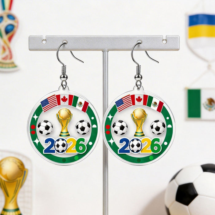 Wholesale 3pcs World Cup Electroplated Acrylic Football Five-Pointed Star Earrings