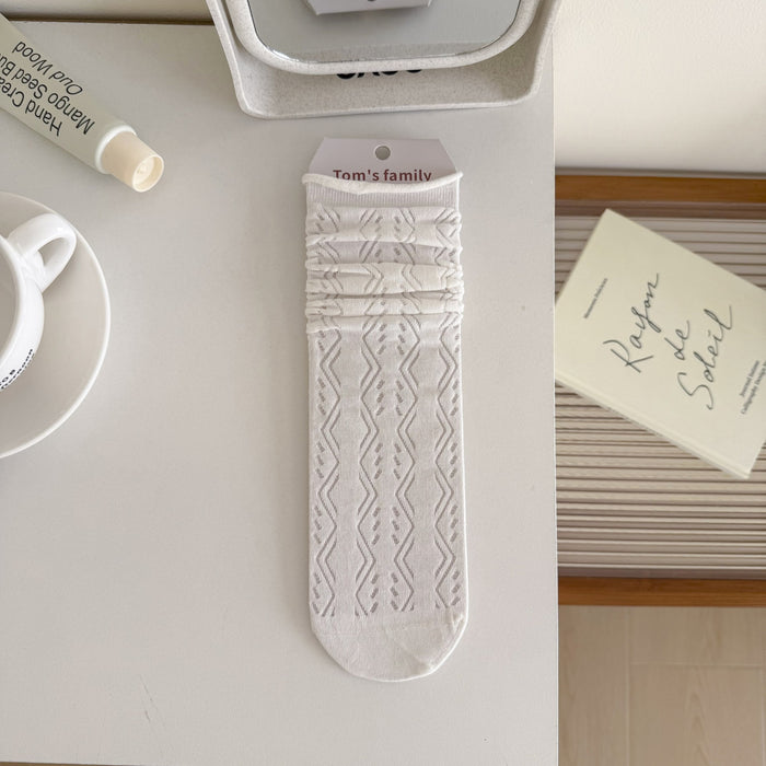 Wholesale Thin socks with boneless mesh stacking socks, mid tube socks