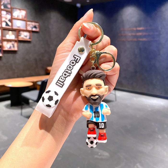 Wholesale Metal Soccer Star Cartoon Keychain Decorative Car Key Accessory MOQ≥2