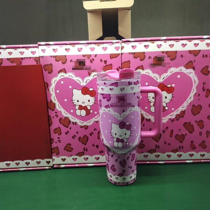 Wholesale 40oz Cute Cartoon Straw with Handle,  Portable Stainless Steel Ice Bullies Cup