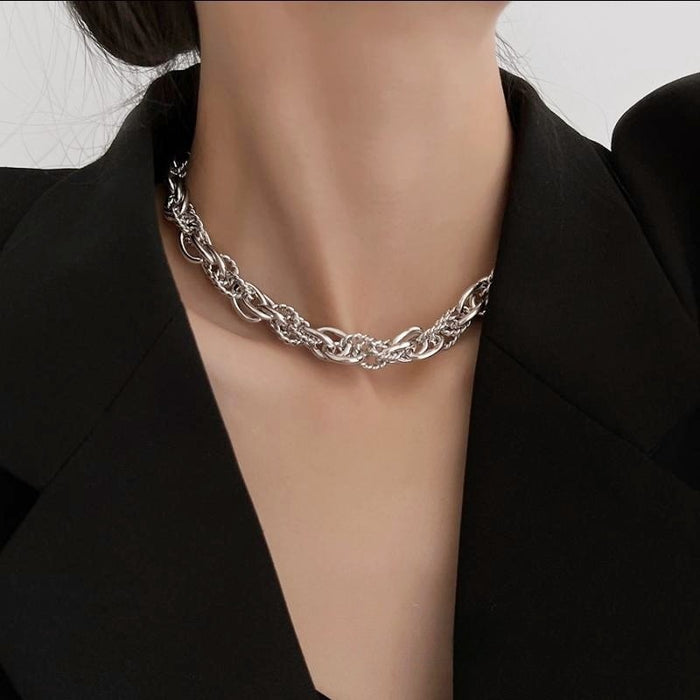 Wholesale Exaggerated Necklace Women's Metal Thick Chain Silver Necklace Chain