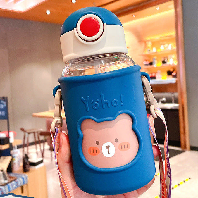 Wholesale Cute Bear Straw Cup Large-Capacity Plastic Cup