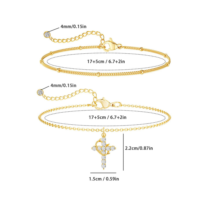 Wholesale Rotating Circle Cross Ring Zircon Cross Bracelet
