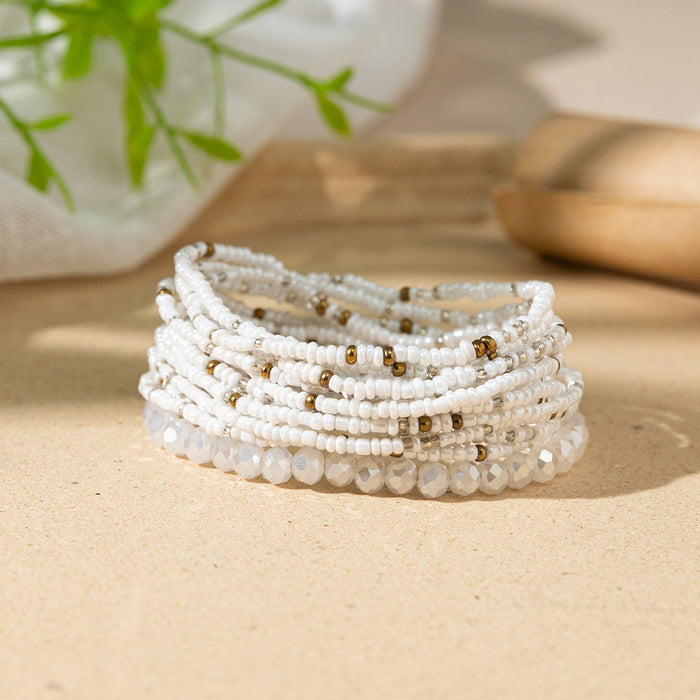 Wholesale Colored rice bead bracelet female multi-layer stacked elastic bracelet