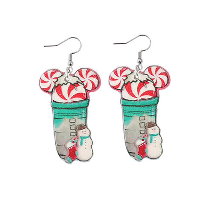 Wholesale Christmas Milk Tea Cup Coffee Cup Candy Acrylic Earrings JDC-ES-YiY004