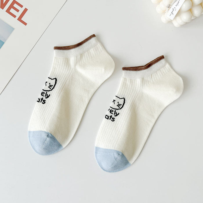Wholesale Socks Thin Ship Socks Mesh Breathable Boneless Cute Cartoon Invisible Socks