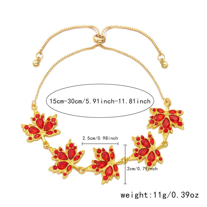 Wholesale  Diamond Maple Leaf Necklace Bracelet Retro Simple Niche Pull Bracelet