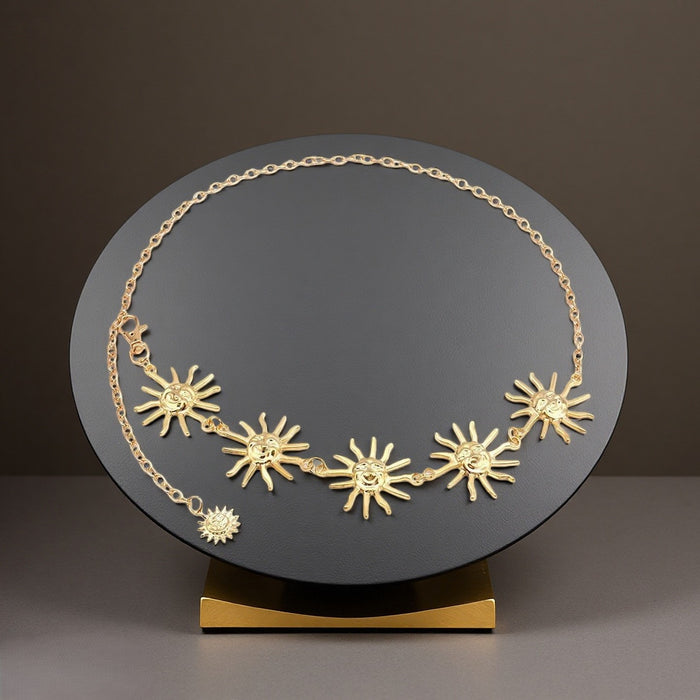 Wholesale Adjustable metal sunflower waist chain for women