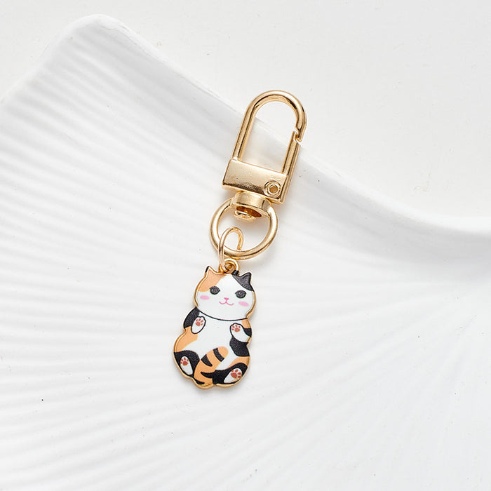Wholesale Cute Alloy Cat Pendant Mini Car Keychain Zipper Decoration Pendant