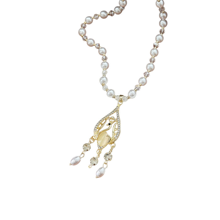 Wholesale New bead pearl tassel light luxury niche design elegant temperament collarbone chain