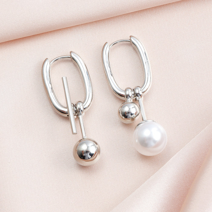 Wholesale Pearl U-Shaped Cut Out Simple Hoop Earrings