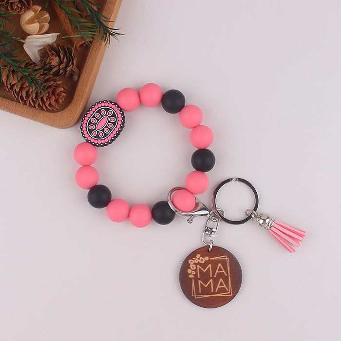 Wholesale Oval Gemstone Key Bracelet Silicone Keychain Gift Key Bracelet